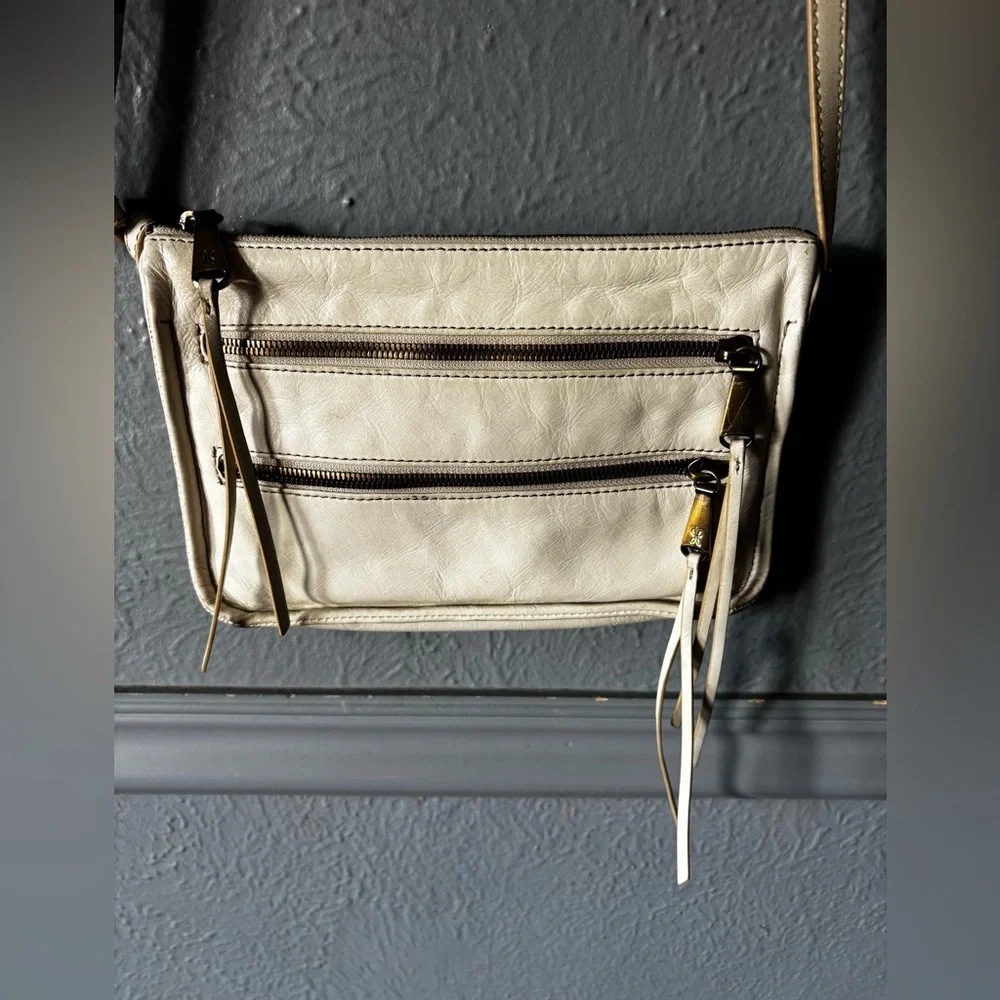 HOBO Cream Slim Crossbody Purse Leather Minimal Bag - Picture 7 of 11